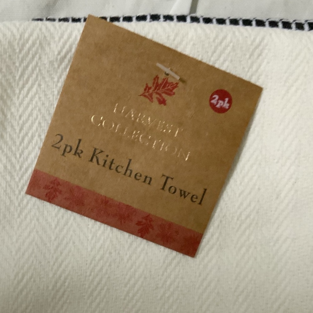 Thanksgiving Turkey Kitchen Towels Give Thanks Buffalo Check Black White 2 PC - Picture 6 of 10